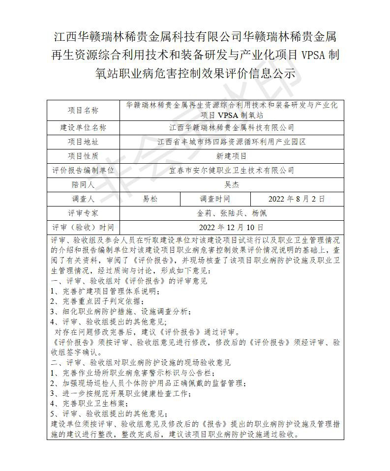 江西華贛瑞林稀貴金屬科技有限公司華贛瑞林稀貴金屬再生資源綜合利用技術(shù)和裝備研發(fā)與產(chǎn)業(yè)化項(xiàng)目VPSA制氧站職業(yè)病危害預(yù)評價(jià)信息公示_01.jpg